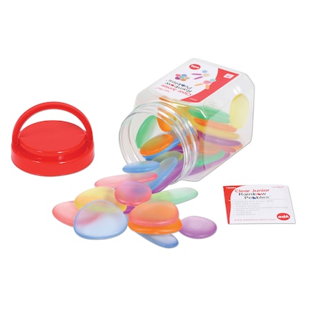 EDX EDUCATION Junior Rainbow Pebbles in Mini Jar, Transparent, Set of 36 13228J